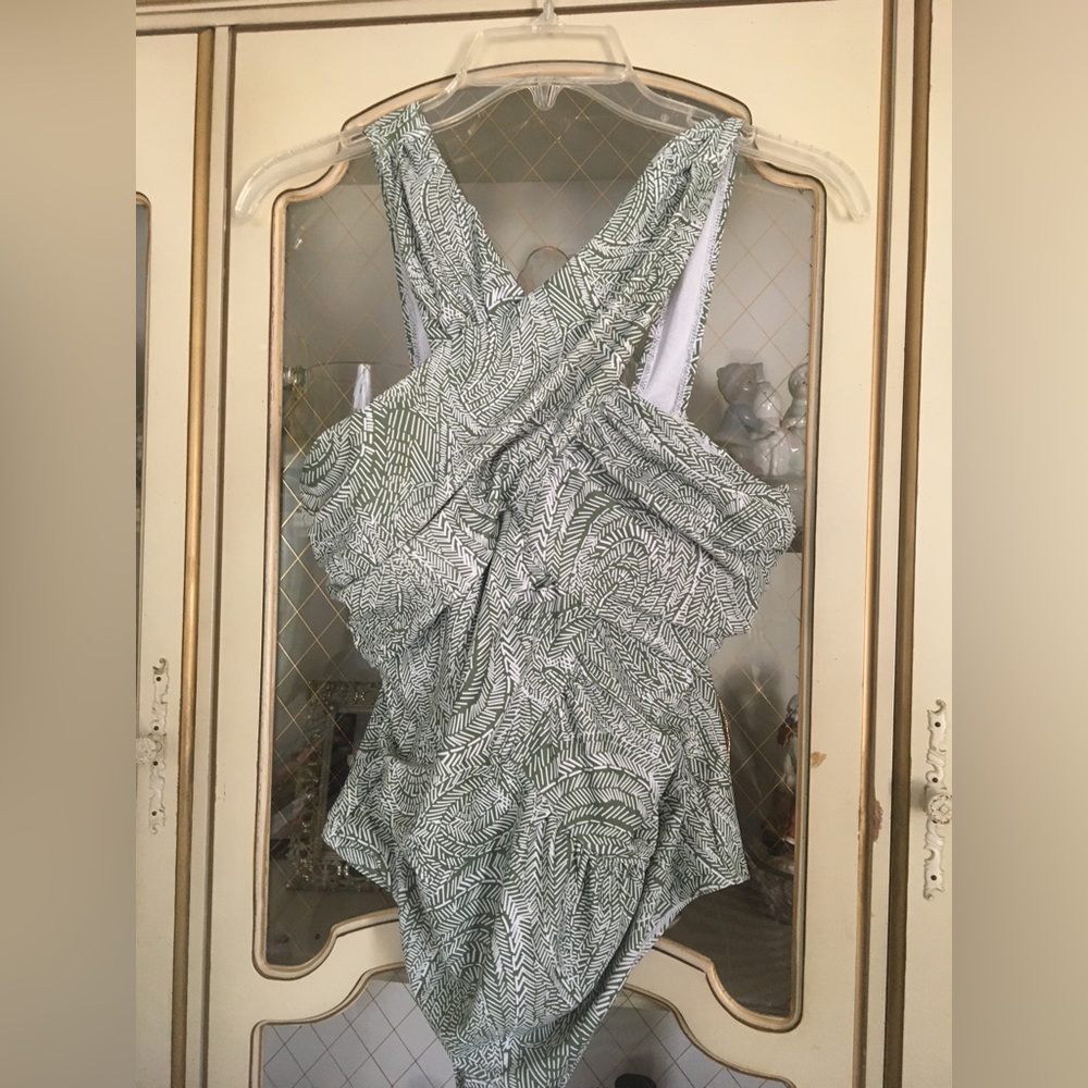 No Name swimsuit green/white print size M NWOT